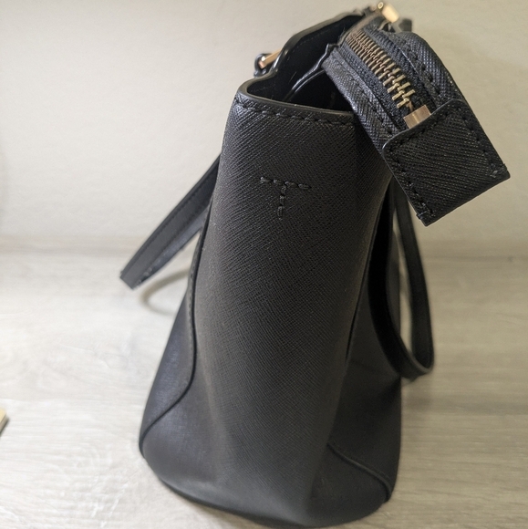 Tory Burch Black Leather Emerson Small Zip Tote Shoulder Bag Classic Designer - Picture 7 of 14